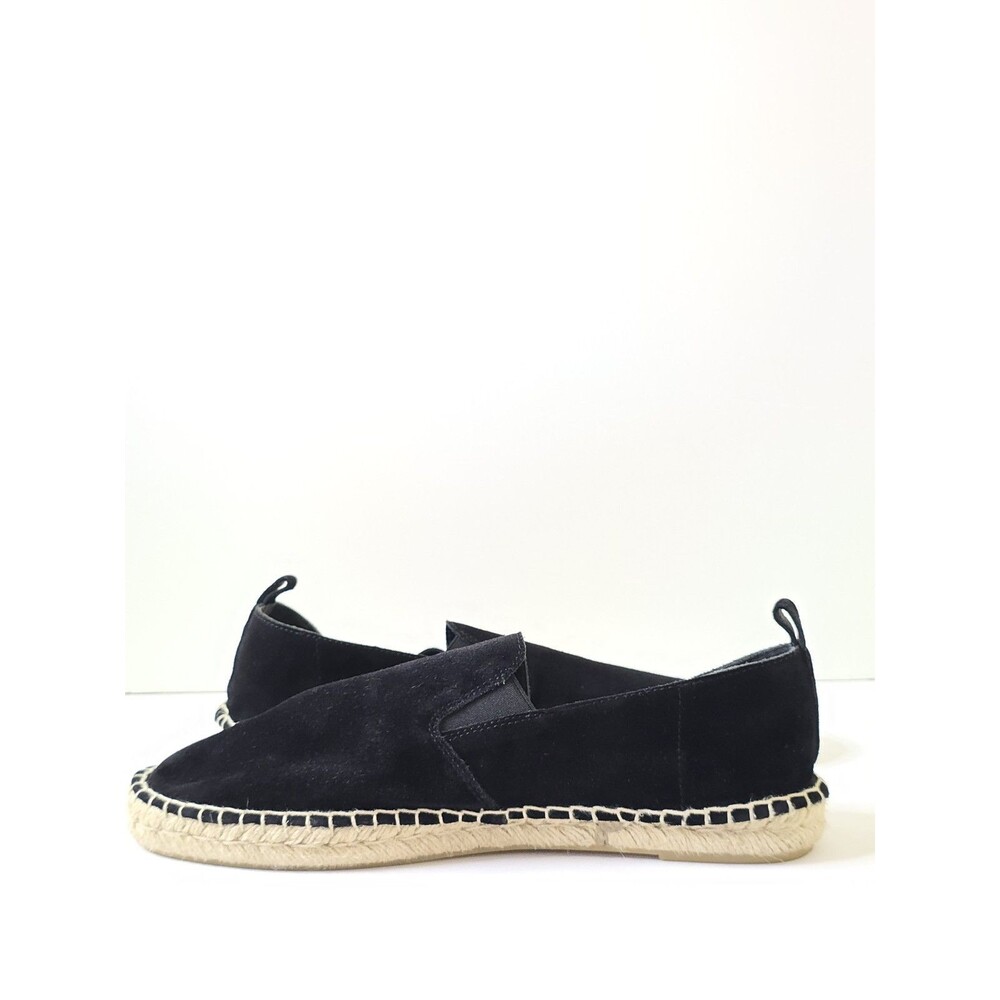 Vince Womens 11 Black Suede Espadrille Slip On Shoes Flats Jute - Picture 7 of 12